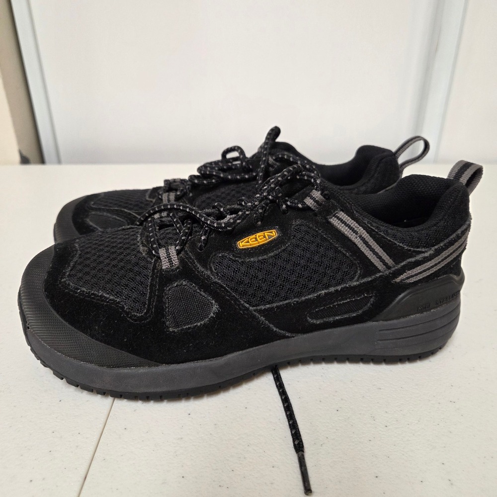 KEEN Flint Low Steel Toe Work Shoes Black Suede Mesh Womens 7 ASTM F2413-11 EH